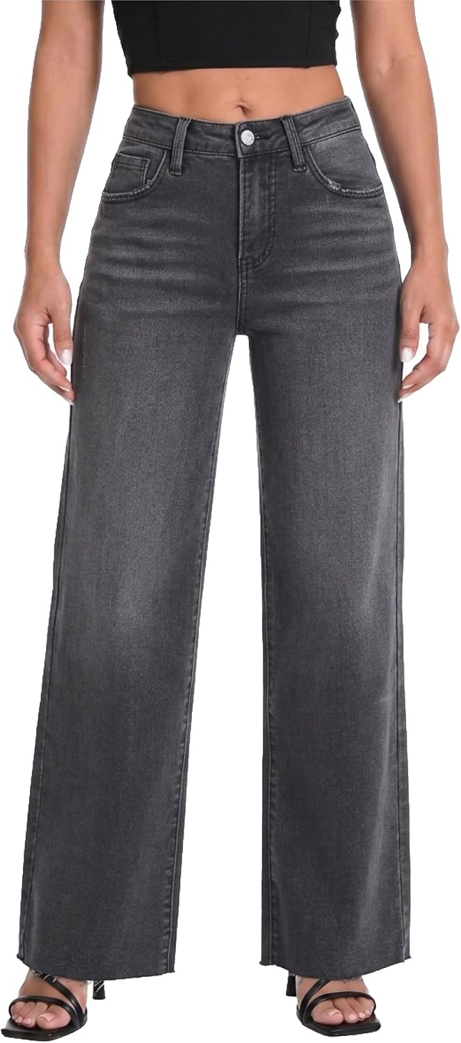 ONESO Wide Leg Jeans for Women High Waisted Stretchy Baggy Denim Pants | Amazon (US)
