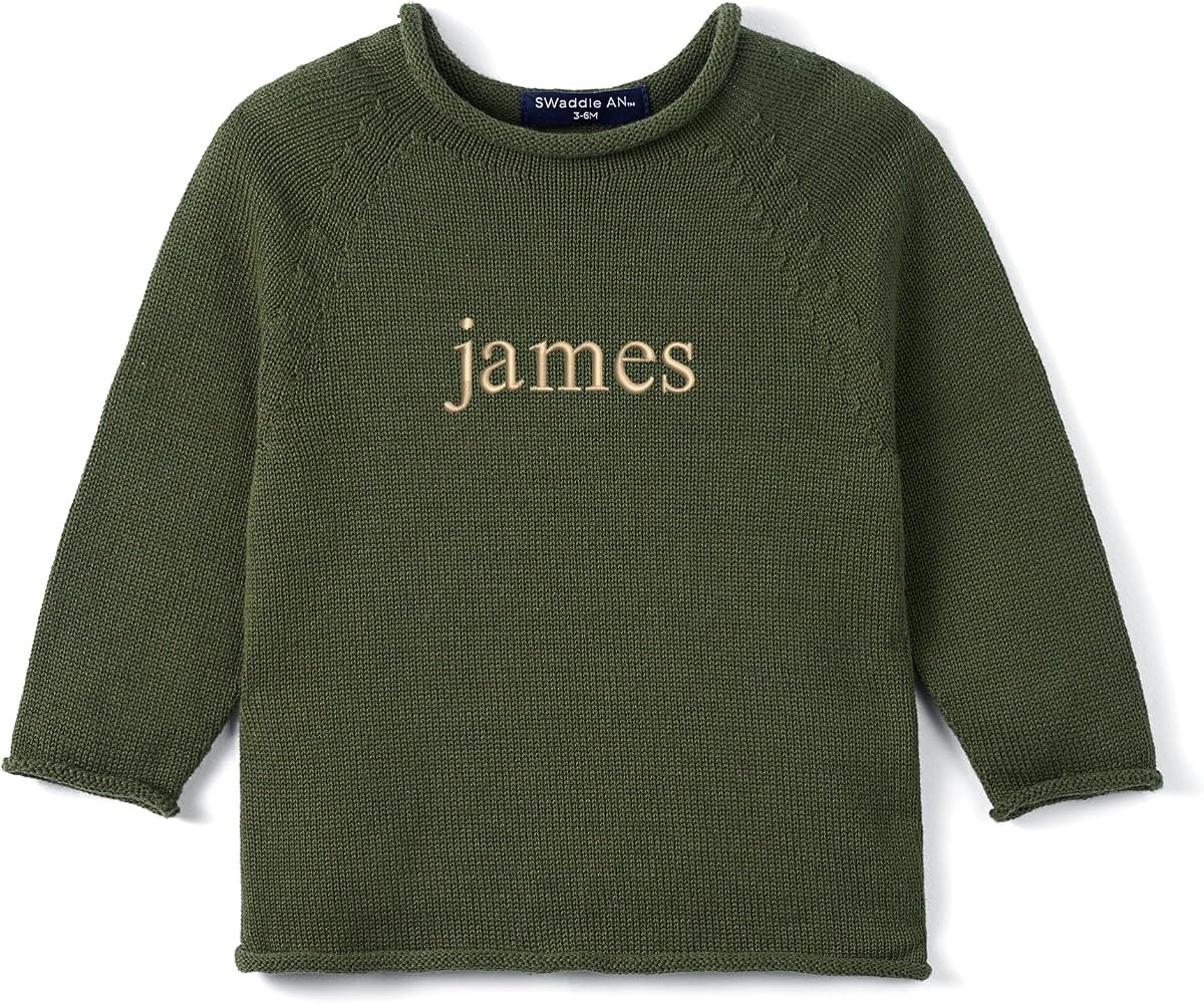 Personalized Knit Rollneck Baby Sweater, Breathable Cotton Classic Rollneck, Warm Cozy for Infant... | Amazon (US)