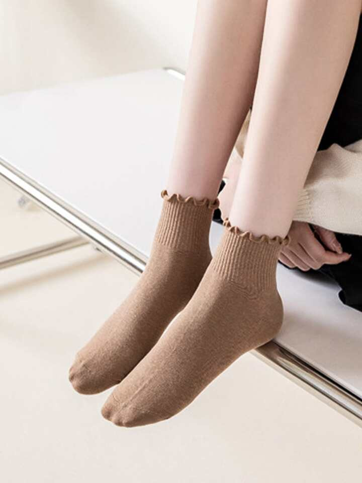 6pairs Lettuce Trim Crew Socks | SHEIN