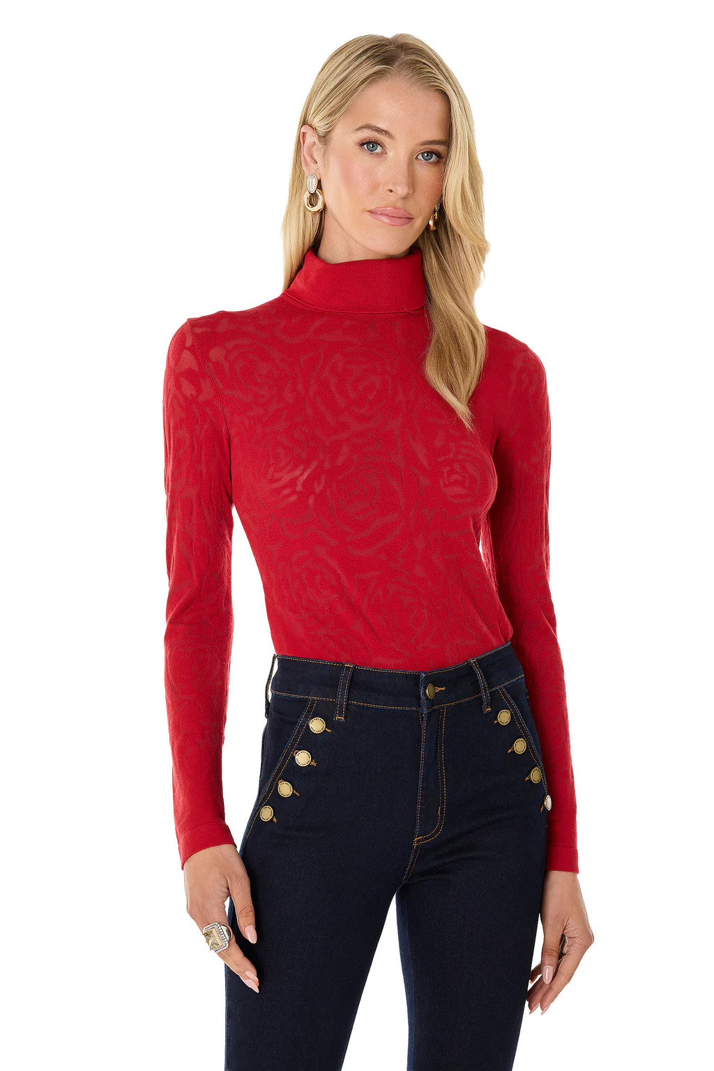 Alina Rose Turtleneck Top - Red | The Noli Shop