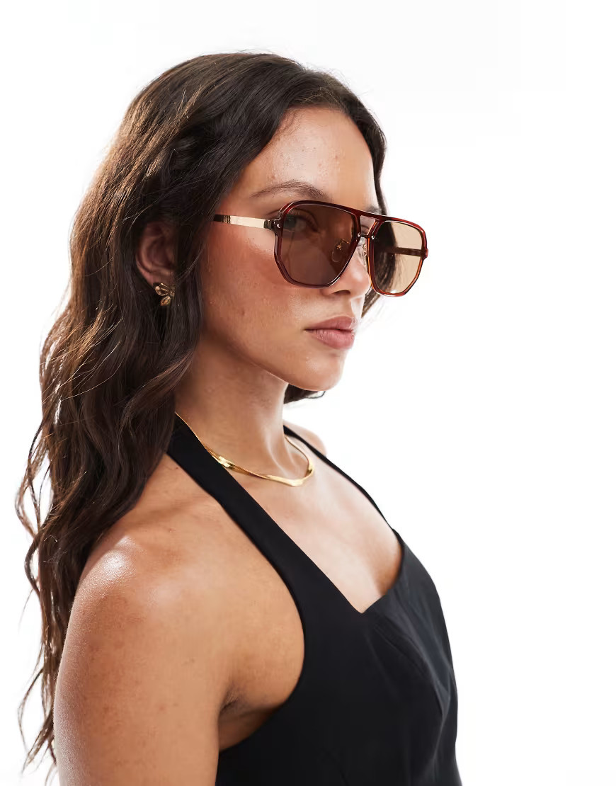 Stradivarius contrast sunglasses in brown | ASOS (Global)