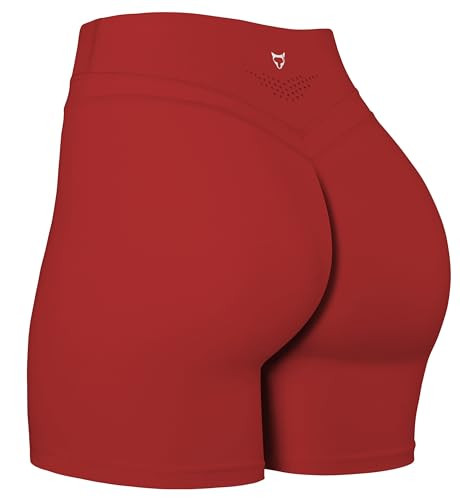 TomTiger Yoga Shorts for Women Tummy Control High Waist Biker Shorts Exercise Workout Butt Lifting Tights Women's Short Pants (Pepper Red, M) | Amazon (US)