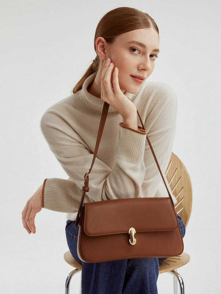 MOTF PREMIUM BOLSA DE OMBRO FEMININA COM DETALHE METÁLICO PARA O TRABALHO | SHEIN