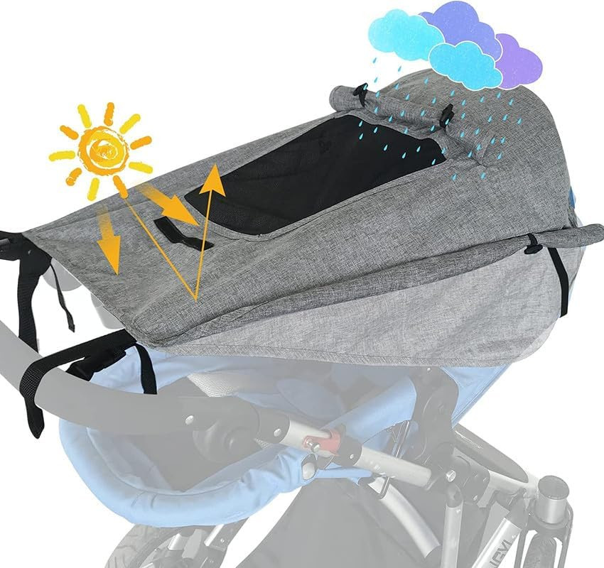 Stroller Sun Cover Anti-UV 50+ Universal Fit Baby Strollers Shad for Sun Protection with Viewing Window Water Resistant Sunshade（Grey） | Amazon (US)