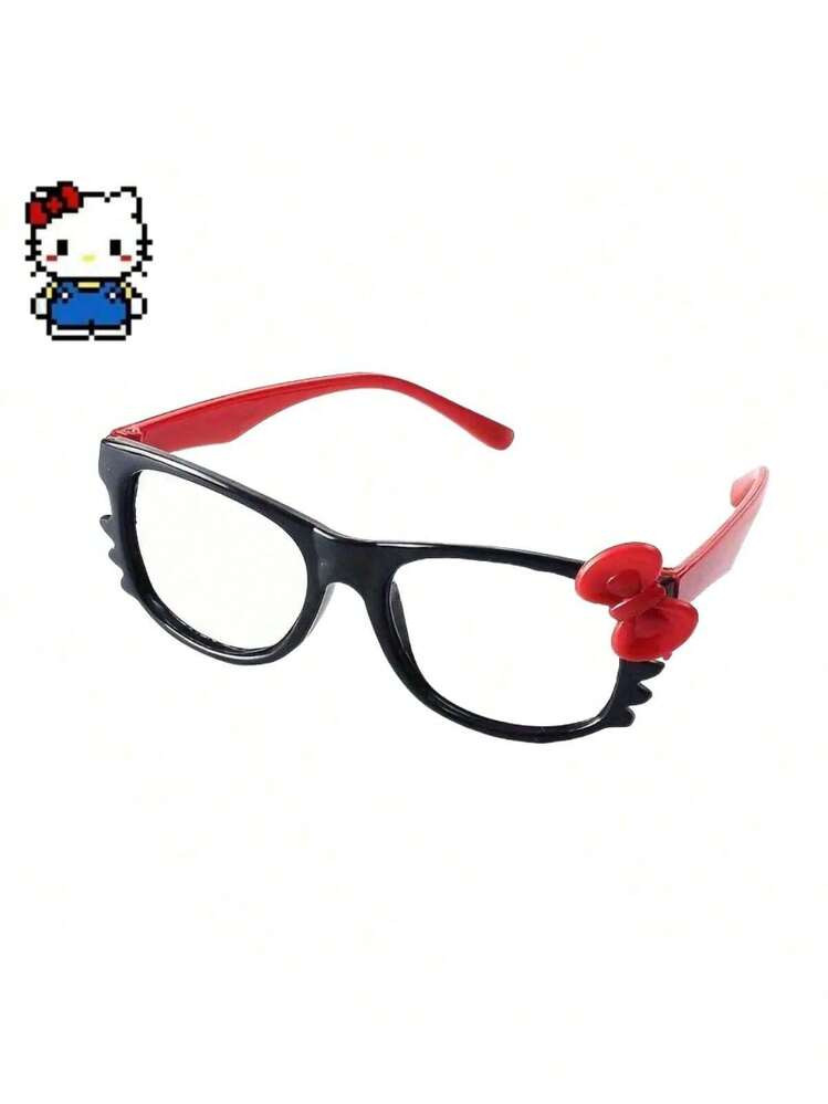 Sanrio 1pc Sanrio Decorative Eyeglasses - Black And Red Frames With Bow Details, ABS Resin, Suitable For Photos, Casual Wear And Party Accessories | SHEIN
