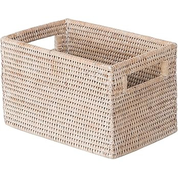 KOUBOO La Jolla Rattan Shelf Handles, Small, White-Wash Storage Basket | Amazon (US)