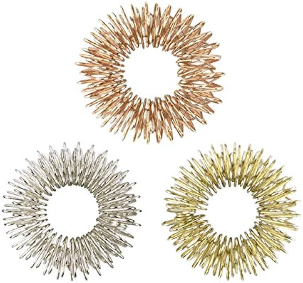 Fidget Tribe Spiky Sensory Acupressure Rings Massage - Bronze, Silver, and Gold Fidget Ring Set |... | Amazon (US)