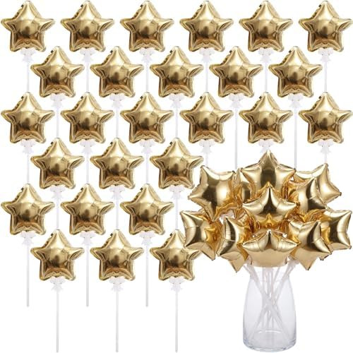 30 Pcs Mini Star Self Inflatable Balloons with Sticks Self Inflating Pentagram Balloons for Party... | Amazon (US)