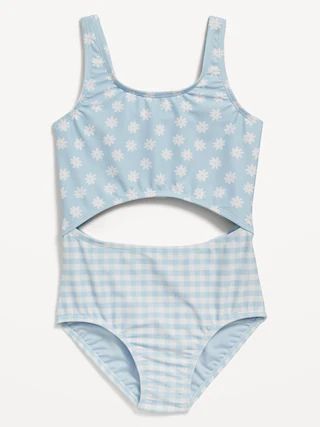 Printed Cutout One-Piece Swimsuit for Girls | Old Navy (US)