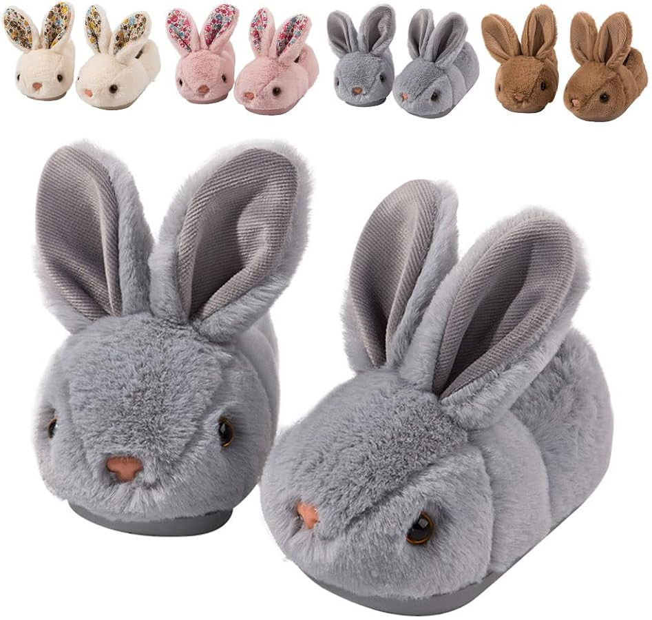Toddler Rabbit Winter Slippers - Soft Plush Indoor Bunny Slippers for Girls & Boys | Amazon (US)