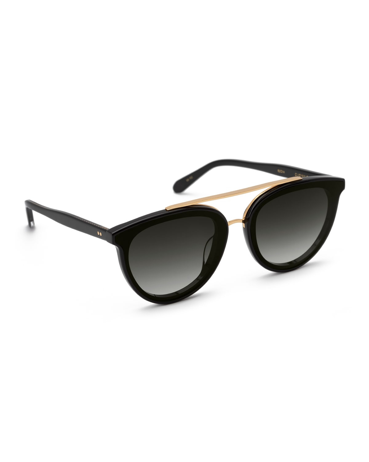 Clio Round Acetate Sunglasses, Black | Neiman Marcus
