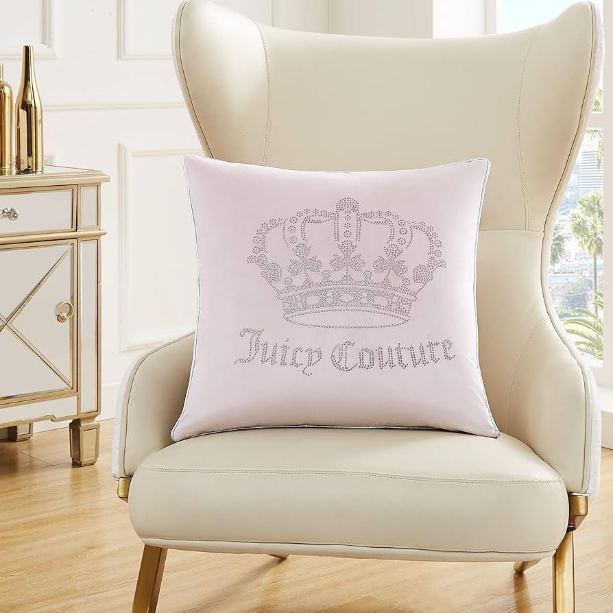 Juicy Couture – Decorative Accent Pillow | Velvet Rhinestone Crown | Premium Reversible Throw P... | Amazon (CA)