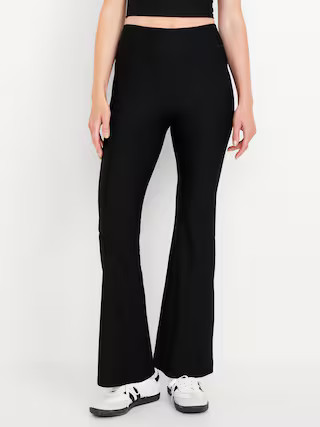 Extra High-Waisted PowerSoft Ribbed Flare Leggings | Old Navy (US)