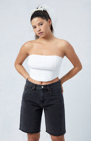 PacSun Eco Black Raw Cut Baggy Jorts | PacSun