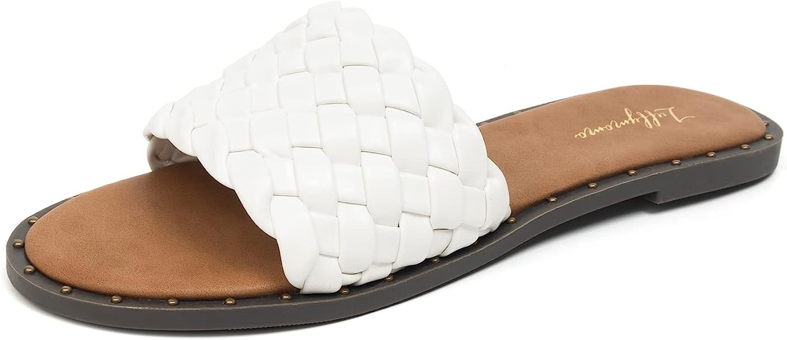 Luffymomo Women's Flat Sandals Comfortable Braided Strap Slippers Slip on Beach Slides Sandal | Amazon (US)