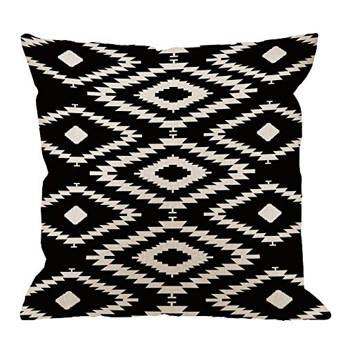 HGOD DESIGNS Throw Pillow Case Black And White Cotton Linen Square Cushion Cover Standard Pillowcase | Amazon (US)