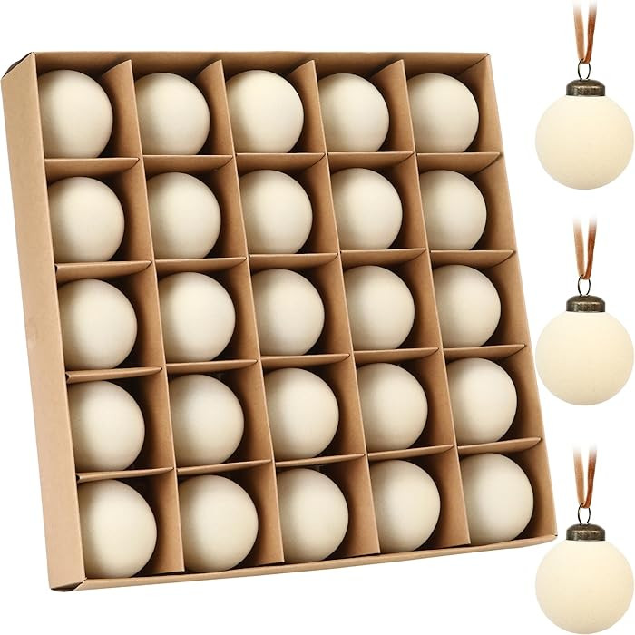 Sea Team 25-Pack Flocked Velvet Christmas Tree Ball Ornaments Set, Hanging Velour Baubles, Shatte... | Amazon (US)