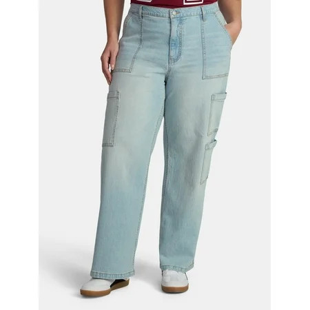 No Boundaries Cargo Wide-Leg Pants, 31.5'' Inseam, Women's and Women's Plus | Walmart (US)