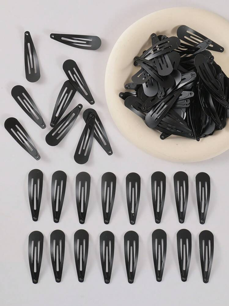 100 pièces/60 pièces/40 pièces/10 pièces Barrettes noires de 5 cm de long, accessoires de cli... | SHEIN