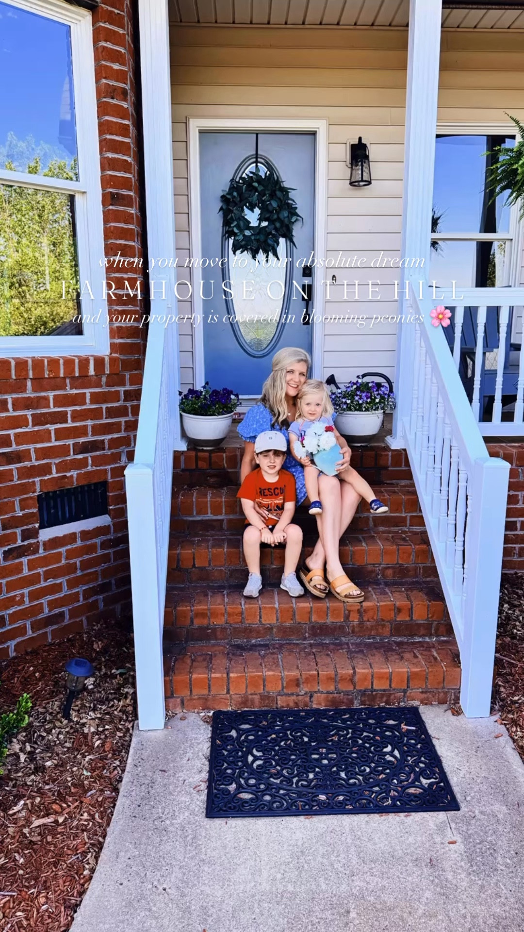 w h a t  a  d r e a m 💭🌸🌞💕🏡🌳 when you move to your forever farmhouse on the hill and it is covered in blooming peony bushes !! 💐🌿🪷 #ʜᴏᴍᴇsᴡᴇᴇᴛʜᴏᴍᴇ #farmsweetfarm #farmhouseonthehill 

Front porch peony 🌸💕🥰 sweetness with this view 🌳🌾🌞 - I sure do love being “their girl!” 🤱🫶🏽 What a gift from God this place is… all of it - even down to the **details** of having one of my very favorite flowers in bloom to start off our very first springtime here on the farm!! 🏡🌳💕🌞🌾🫶🏽 #giftsfromgod #themabryfarm 

#LTKmomlife #LTKHome