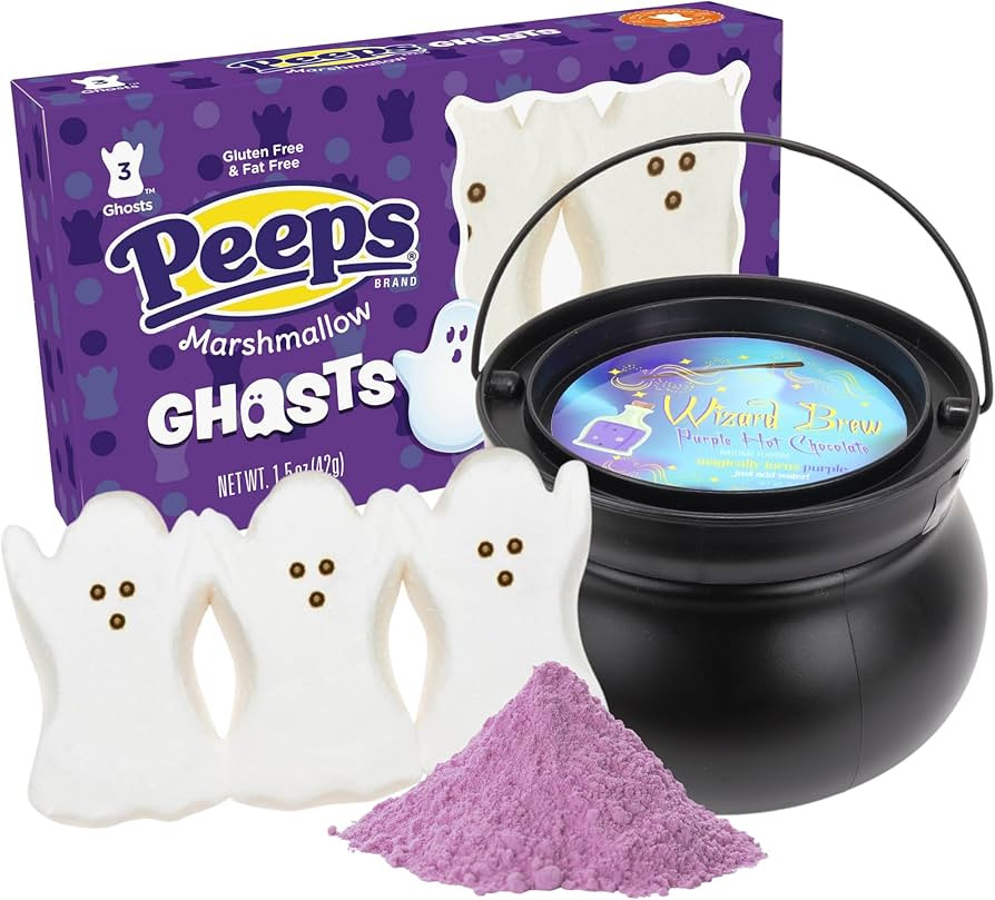 Sweetzo Halloween Ghost Peeps and Purple Hot Chocolate Cauldron, Festive Party Snacks, 10 Ounces ... | Amazon (US)