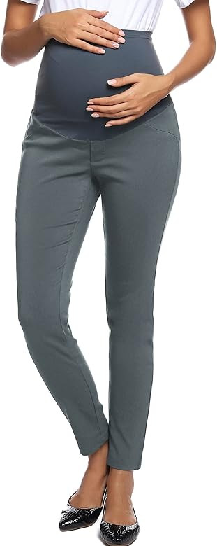 Maacie Women's Maternity Secret Fit Over The Belly Casual Pants | Amazon (US)