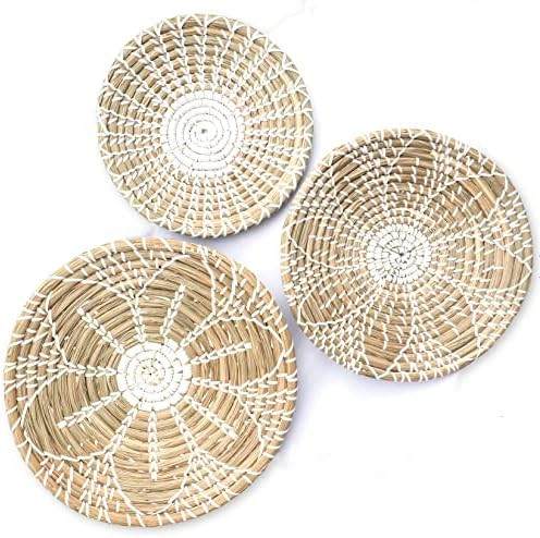 Evovee Hanging Woven Wall Basket Decor Wicker Wall Decor Boho Round Rattan Wall Art Seagrass Deco... | Amazon (US)