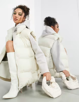 ASOS EDITION oversized padded vest in pebble | ASOS (Global)