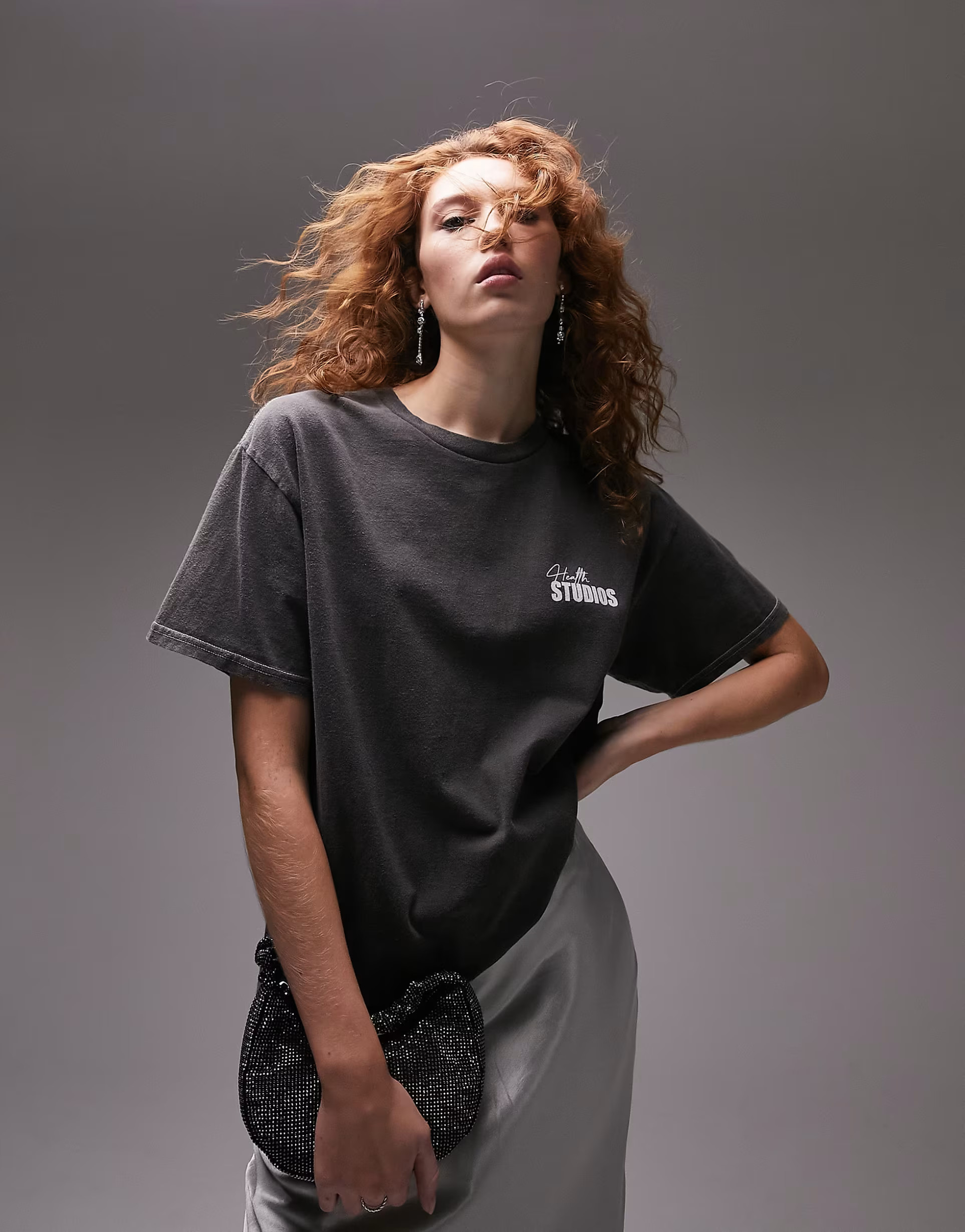 Topshop graphic health club OS tee in charcoal | ASOS (Global)