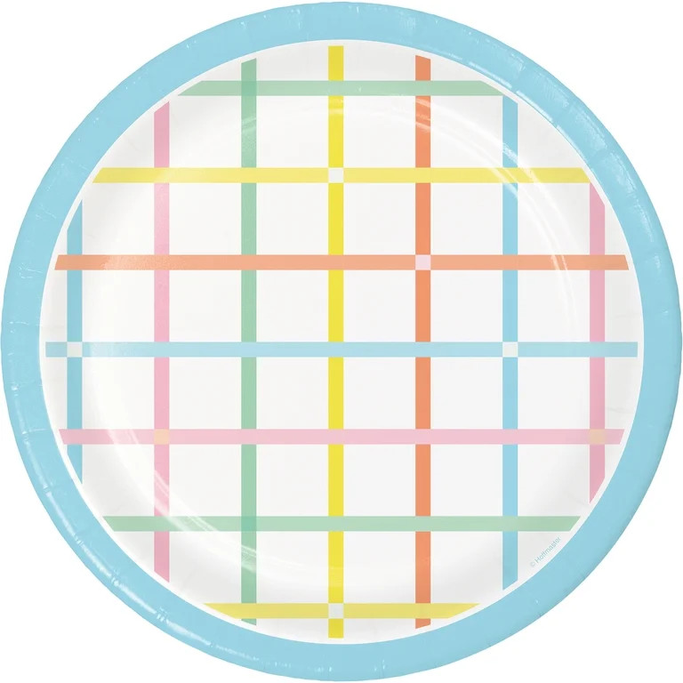 Multicolor Plaid Disposable Paper Plates, 9", 8 Count, Easter by Way To Celebrate | Walmart (US)