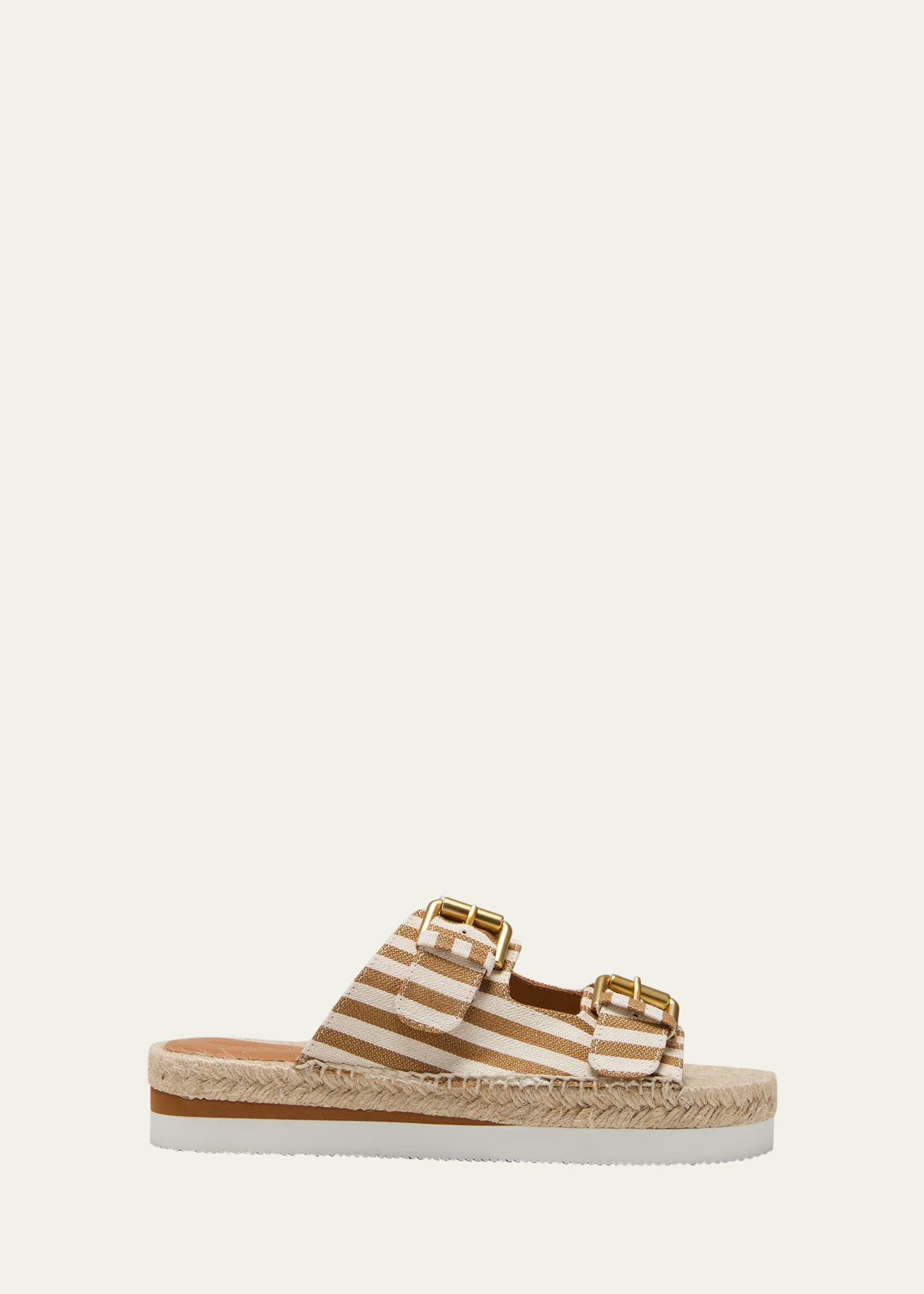 See by Chloe Glyn Stripe Dual-Buckle Espadrille Sandals | Bergdorf Goodman