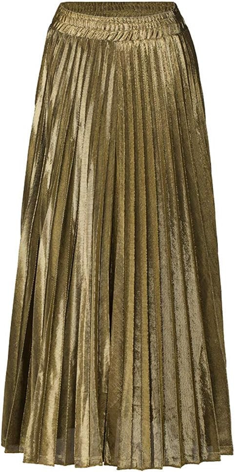 TEERFU Women's Premium Gold Shiny Shimmer Accordion Pleated Long Maxi Skirt | Amazon (US)