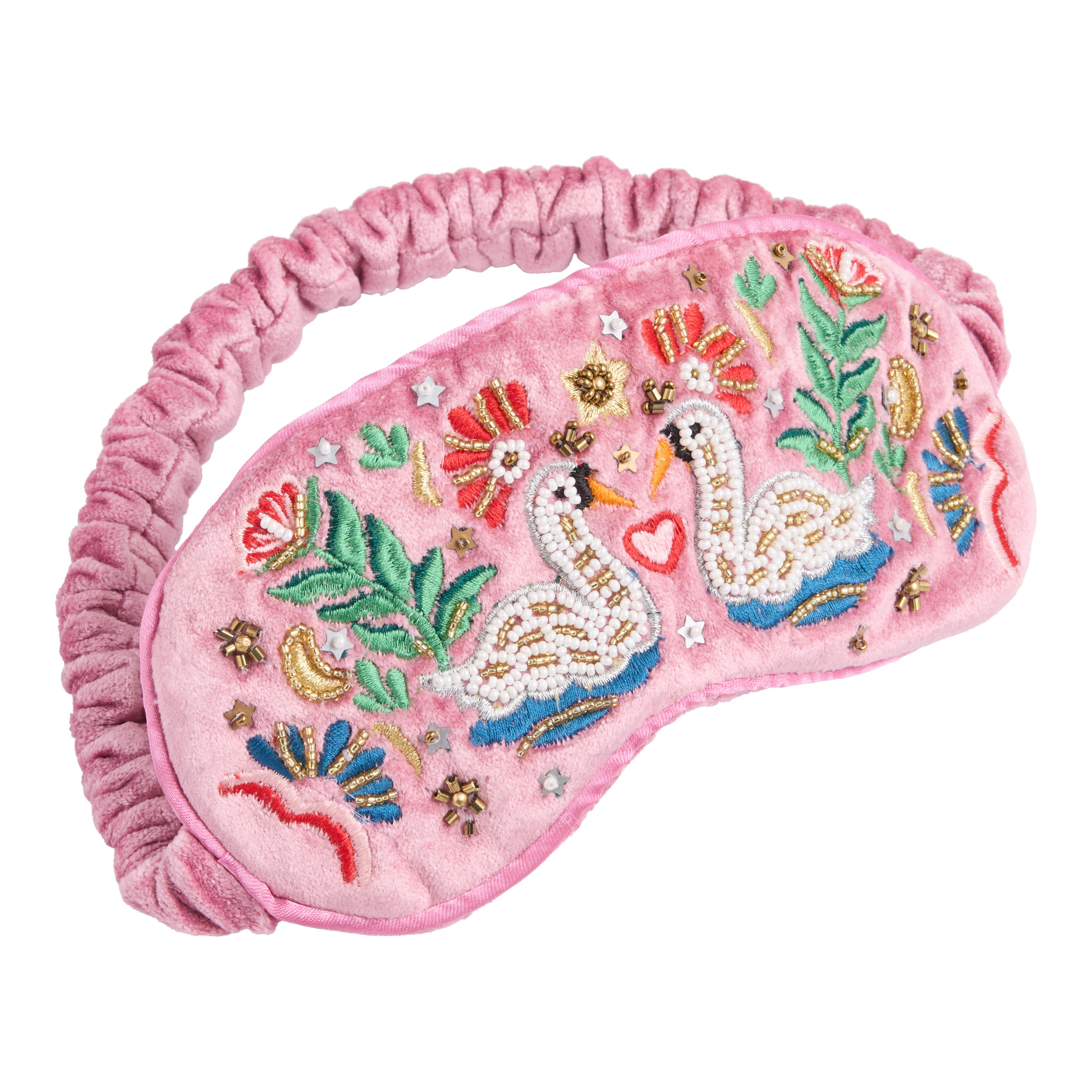 Velvet Embroidered and Beaded Sleep Mask | World Market