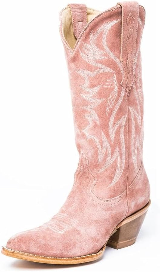 KaroNairy Women Cowboy Boots Faux Suede Embroidered Pointed Thick Heeled Western Wide Calf Cowgir... | Amazon (US)