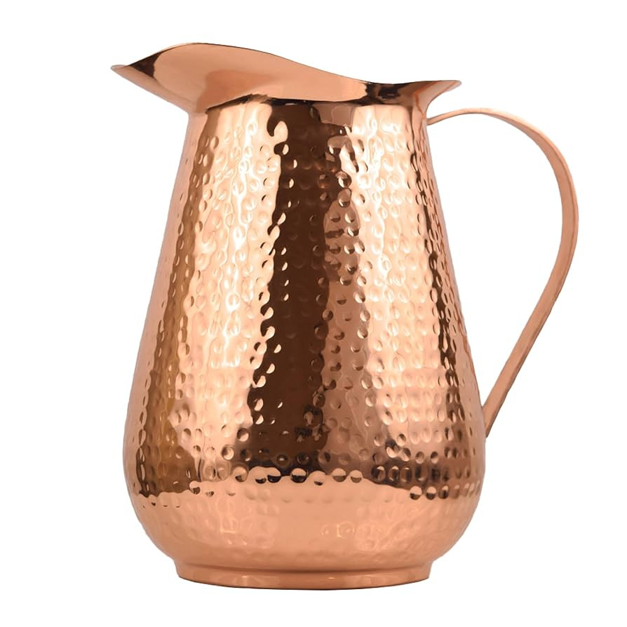 Artisan's Anvil Hammered Copper Pitcher w/Handle, 100% Copper, Heavy Duty, Handmade, 70 fl. Oz., ... | Amazon (US)