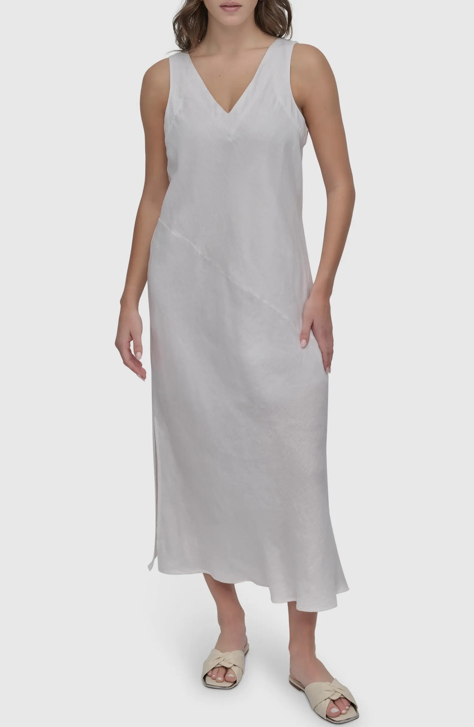 DKNY Asymmetric Sleeveless Linen Dress | Nordstrom | Nordstrom