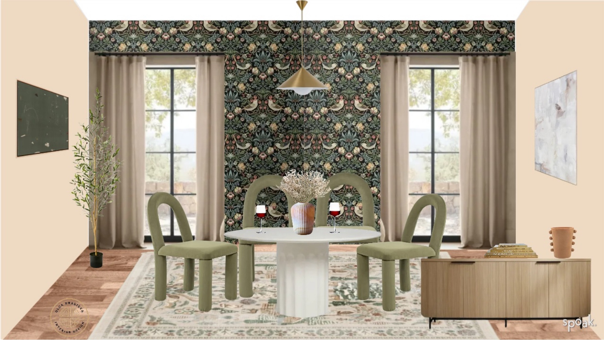 I love the wallpaper in this dining room with dining table and chairs from Lulu and Georgia! The pendant is West Elm. The gorgeous rug is from Ruggable! 

#LTKstyletip #LTKfamily #LTKhome