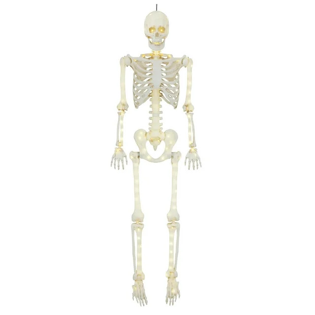 Halloween LED Illuminated Poseable Plastic Skeleton Hanging Decoration, 5 ft, by Way To Celebrate | Walmart (US)