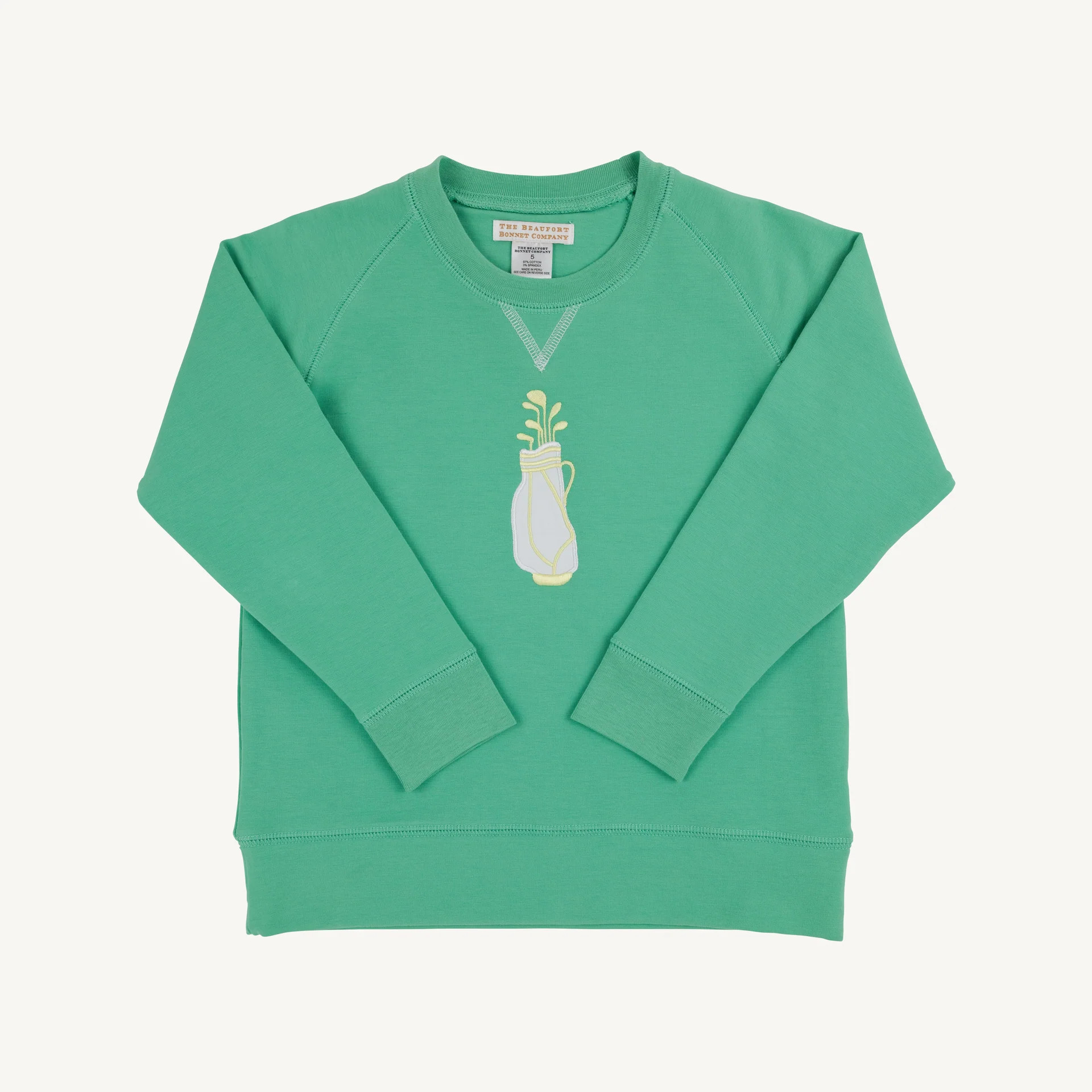 Cassidy Comfy Crewneck - Gibson Island Green with Golf Bag Embroidery | The Beaufort Bonnet Company