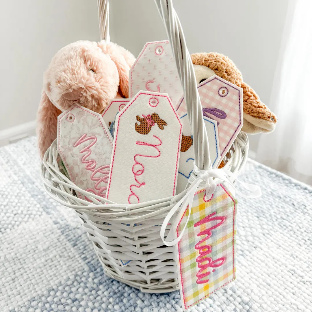 Custom Embroidered Easter Basket Tag - Personalized Name or Monogram | New Style | Exclusively on... | Etsy (US)