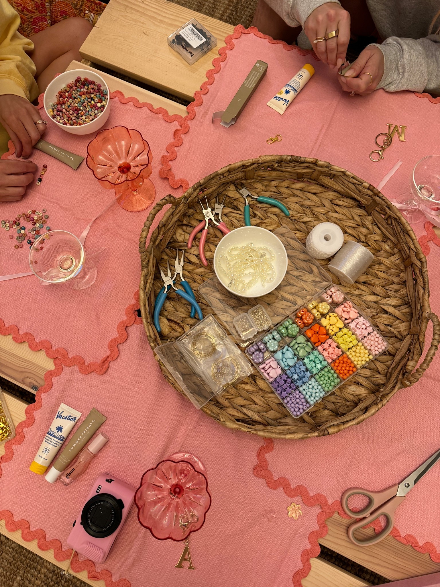 Bag and lip gloss charms!! All the supplies and beads we used 💖