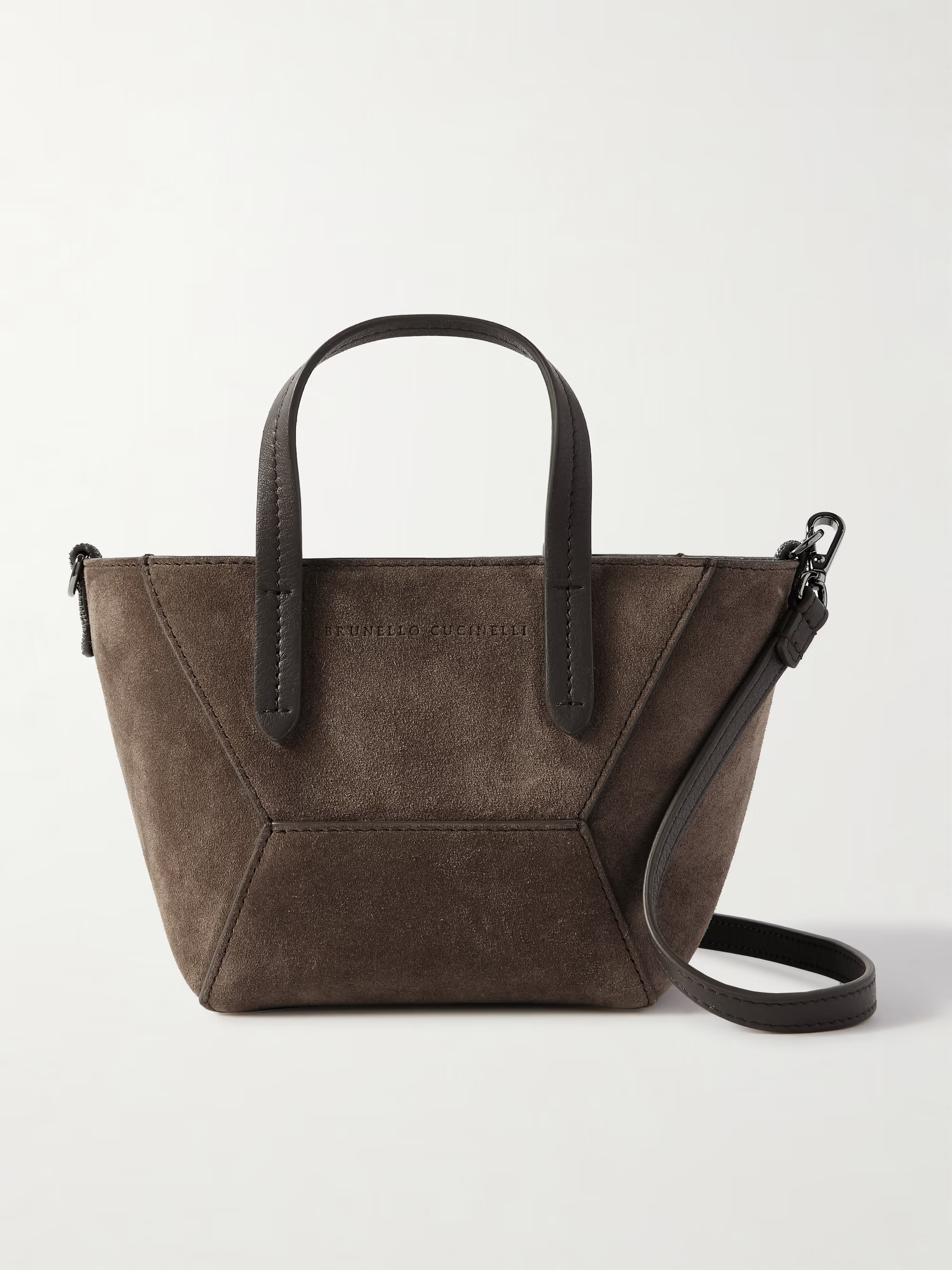 Bead-embellished leather-trimmed suede tote | NET-A-PORTER (UK & EU)