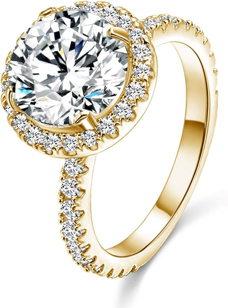 JIANGYUE Classic Bridal Sets Band Ring for Women, 3 Ct 8 Heart 8 Arrow White AAA Cubic Zirconia Rose | Amazon (US)