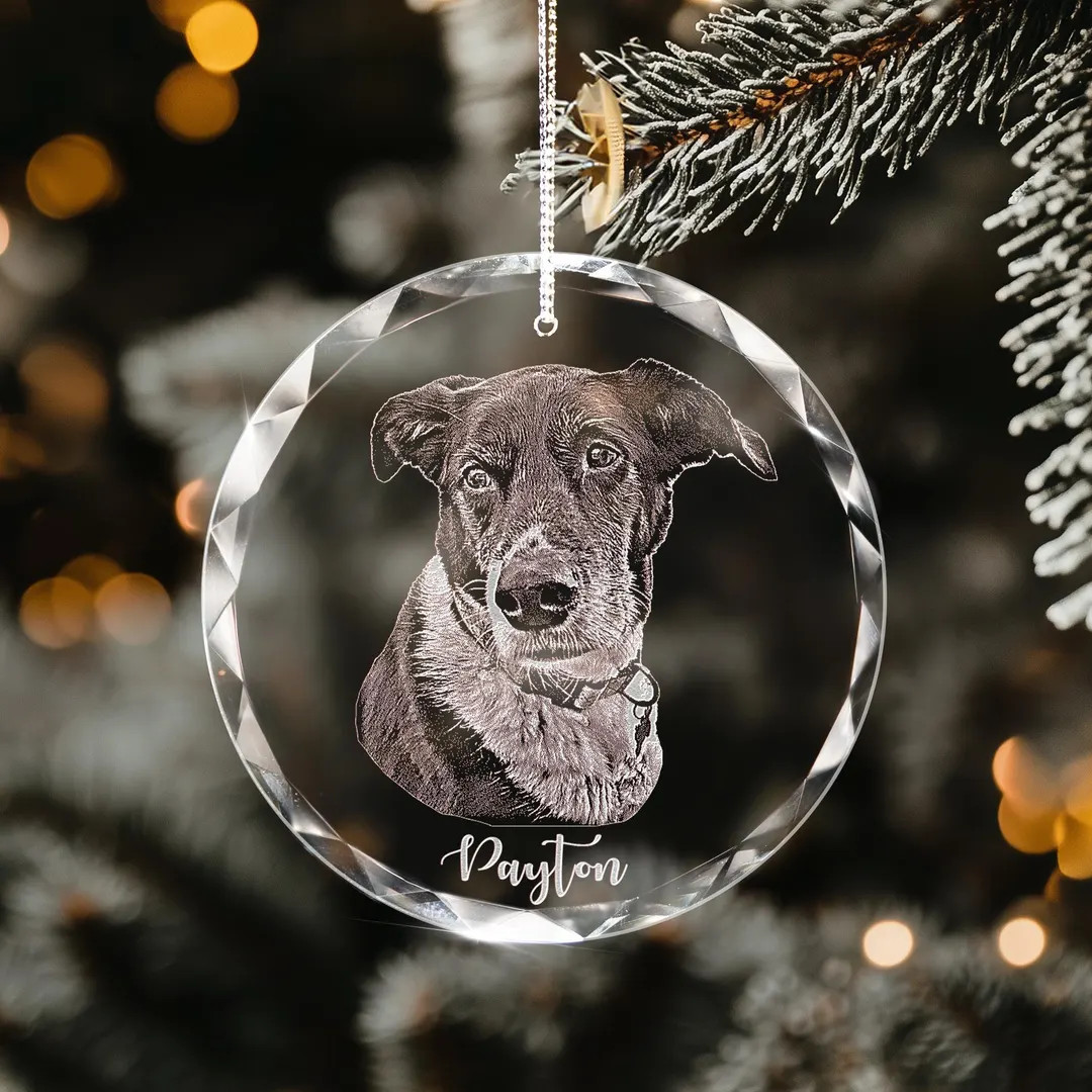 Personalized Pet Glass Ornament Engraved - Etched Your Dog Photo on Crystal Ornament | Etsy (US)