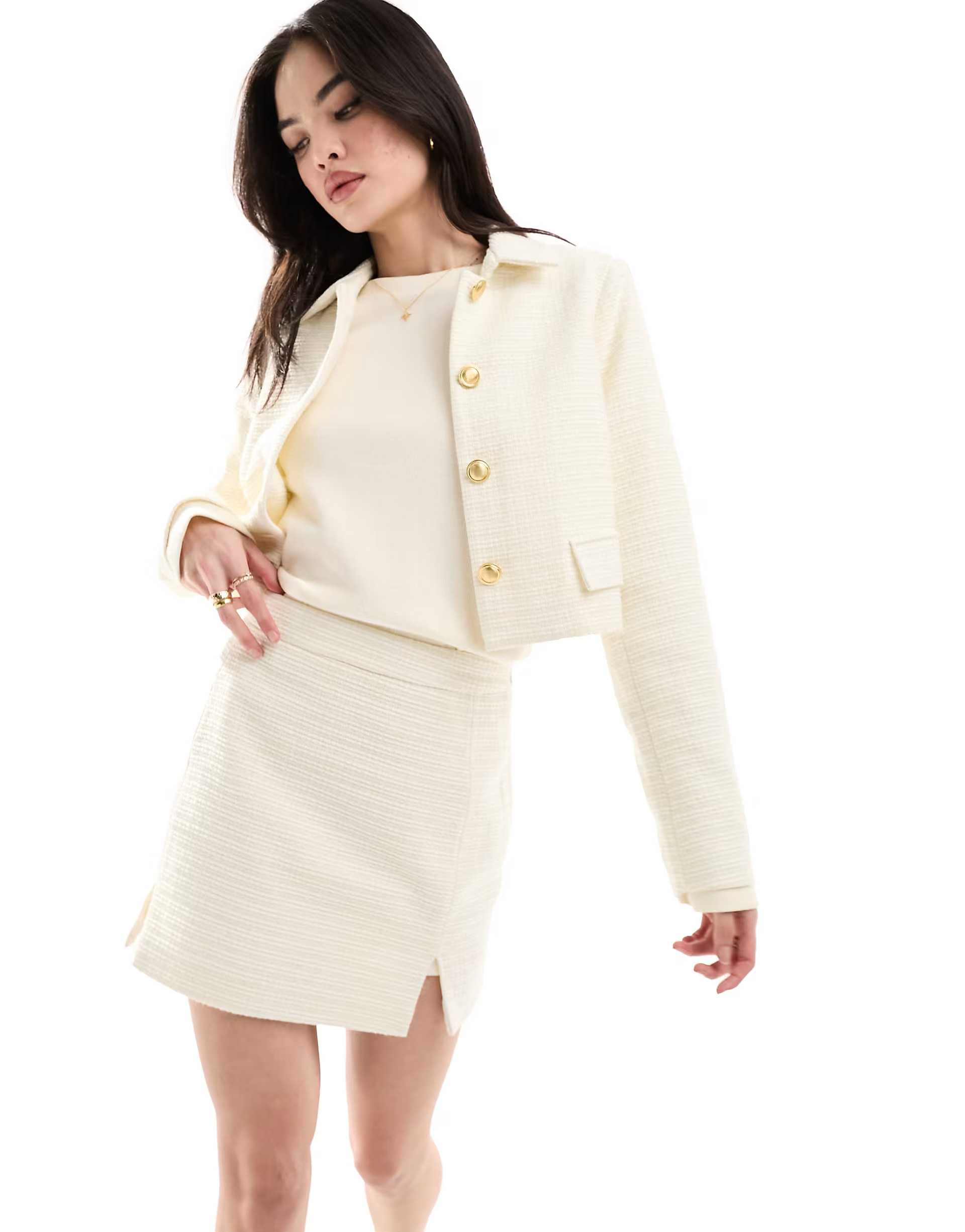 ASOS DESIGN boxy boucle jacket in cream | ASOS | ASOS (Global)