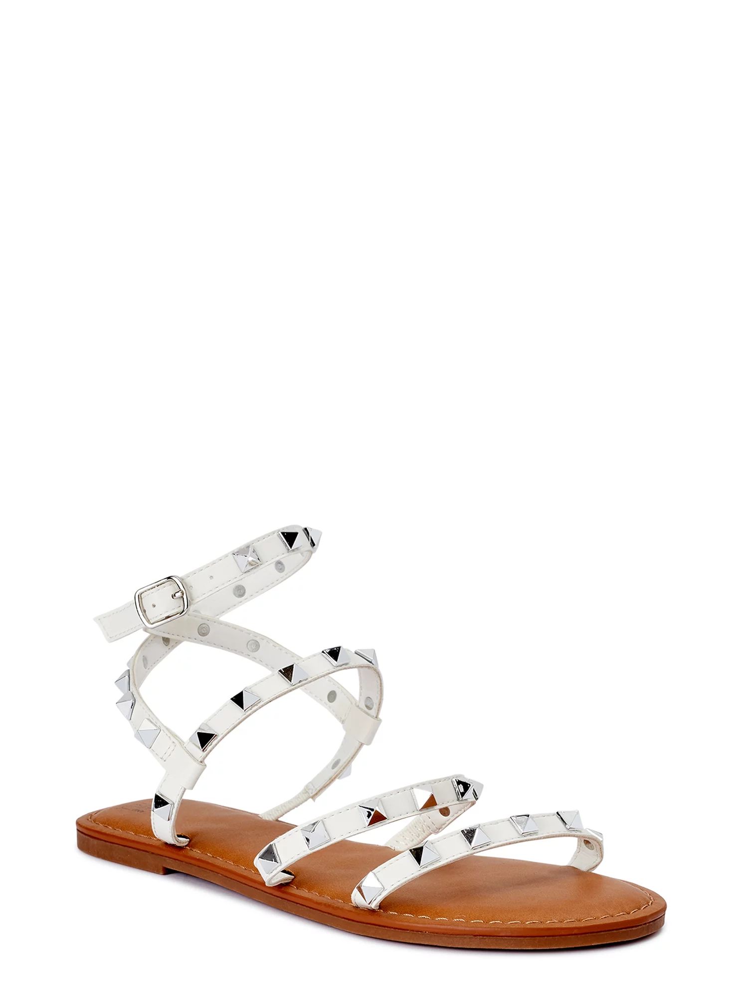 Time and Tru Women's Studded Gladiator Sandals, Wide Width Available | Walmart (US)