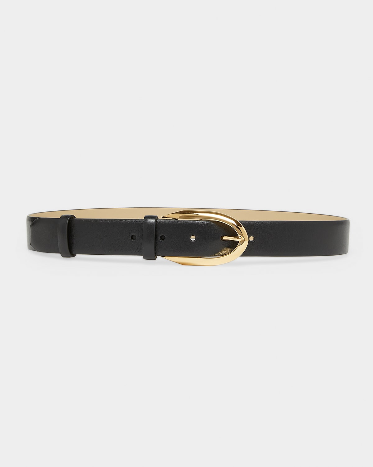 Round Buckle Leather Belt, 30mm | Neiman Marcus