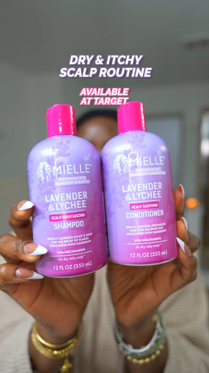 #ad The NEW Mielle Lavender & Lychee Scalp Shampoo & Conditioner got my scalp all the way together! This collection contains Pyrithione Zinc, ZPT and Niacinimide which soothes irritation, locks in moisture and keeps dandruff and itchy scalps in check.  Suitable for all hair types, balances & hydrates scalp barrier, provides up to 24hr itch & flake relief. Now available at Target!  #mielle #mielleLavender&Lychee #targetstyle #Target #TargetPartner @mielleorganics @target