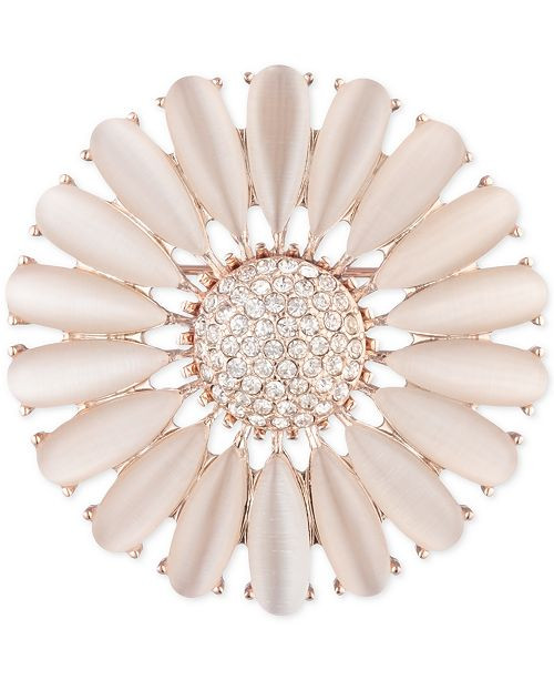 Anne Klein Rose Gold-Tone Blush Pavé Flower Box Pin, Created for Macy's & Reviews - Fashion Jewe... | Macys (US)