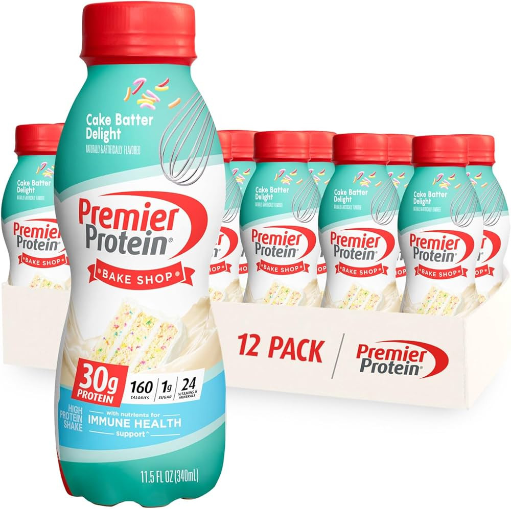 Premier Protein Shake, Cake Batter, 30g Protein, 1g Sugar, 24 Vitamins & Minerals, Nutrients to S... | Amazon (US)